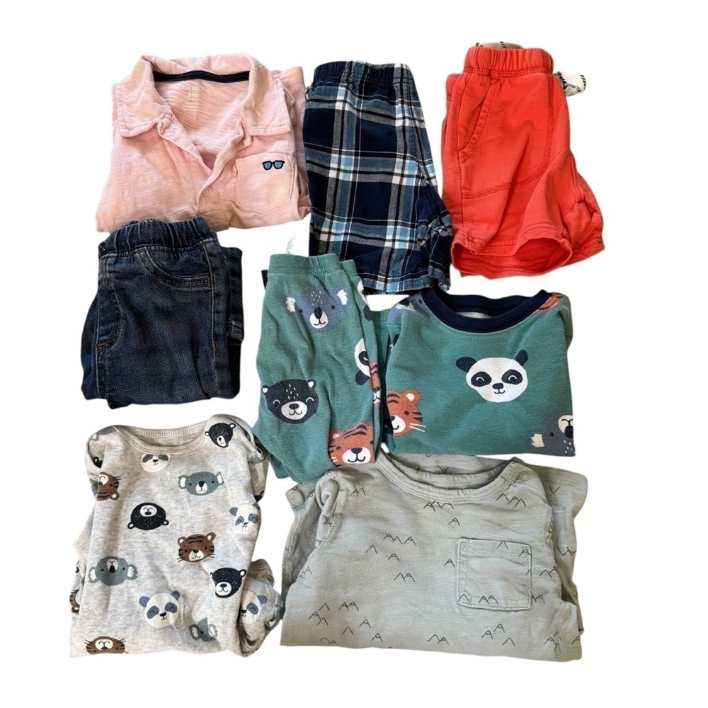 Bundle 24M Baby Boy 8 PC Set Lot Denim Jeans Shorts Bodysuit Long Sleeve